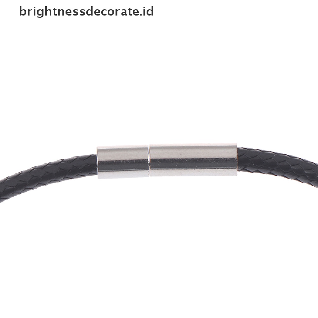 Strap Kulit Warna Hitam Ukuran 3mm Dengan Stainless Steel