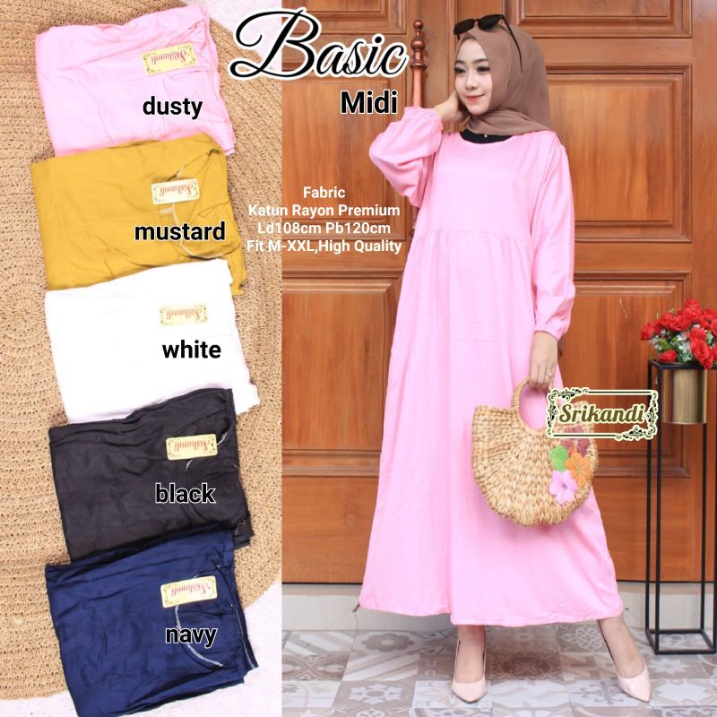 basic midi dress katun by srikandi