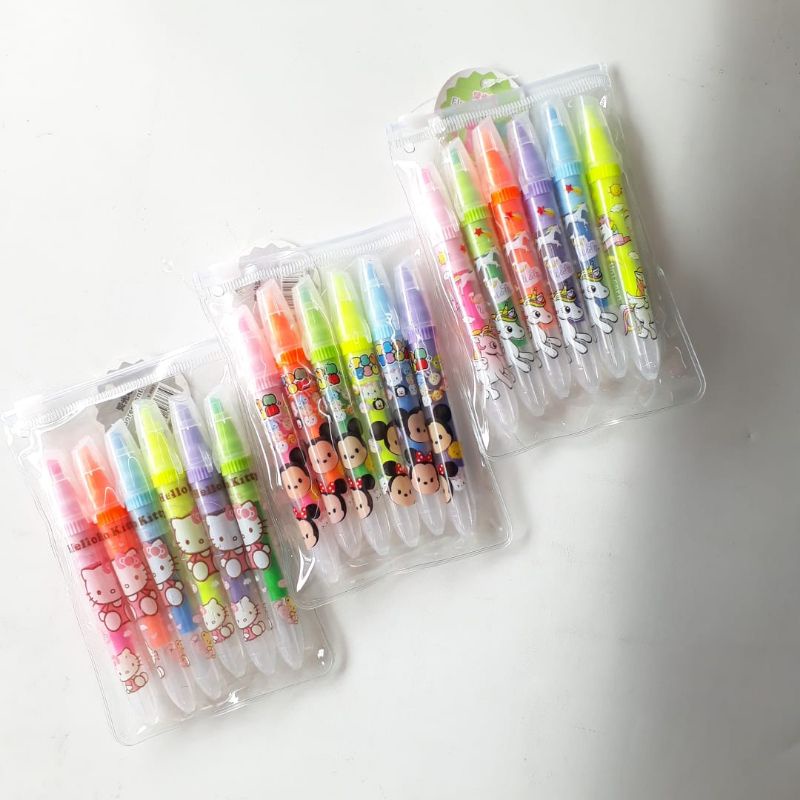 

Stabilo 6 warna tsum tsum / stabilo hello kitty / stabilo lucu