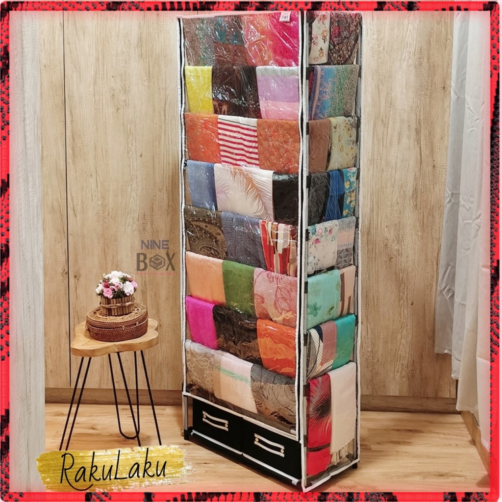 Nine box amazing rak hijab rangka besi / lemari hijab / rak jilbab besi / lemari jilbab/rak kerudung