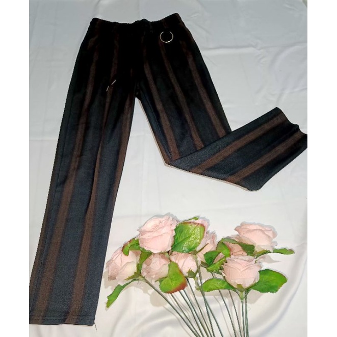 Celana motif garis warna army (PL)