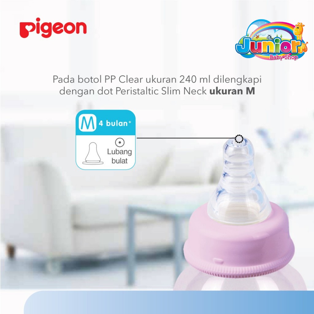 Pigeon Botol PP Clear RP 240ml Pink W/S-Type Nipple