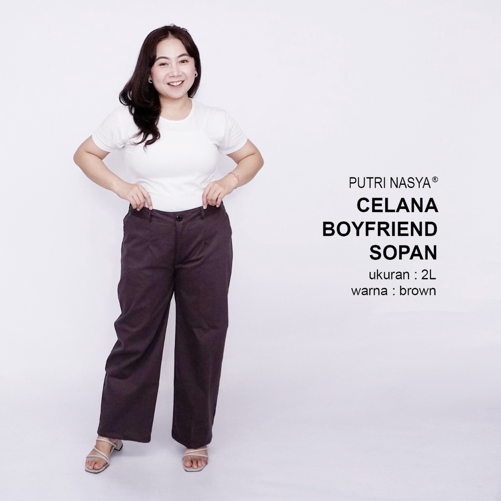 Celana Kerja Kantor Big Boyfriend Sopan Wanita / Celana Wanita Jumbo Keren/ Big size 8L,6L,5L,4L,2L,XL, all size / Celana Kerja Seragam Wanita Bigsize / Celana Bahan Wanita Formal Super Jumbo Kekinian