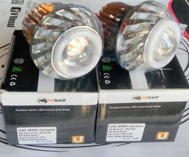 Lampu Depan projie mini 2.5 In kipas pelangi