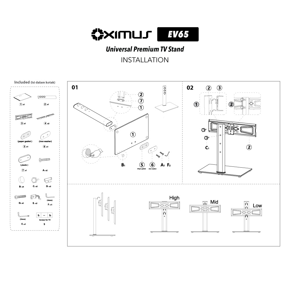 Universal Premium TV Stand 32&quot; - 55&quot; Oximus EV65 TILT