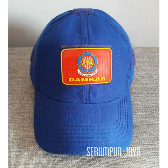 TOPI DAMKAR - TOPI DAMKAR VELCRO BIRU + PATCH