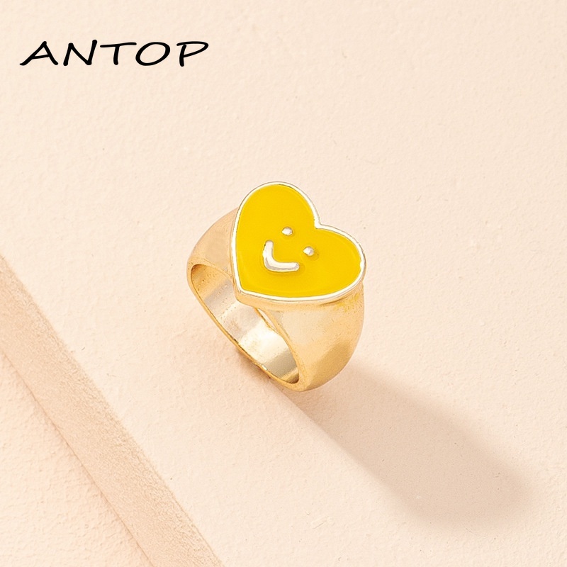 Fashion Kreatif Cincin Hati Ins Gaya Hadiah Aksesoris Cincin Lucu ANTOP