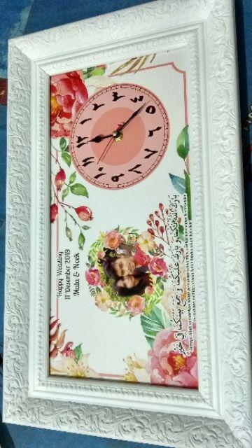 Custom Hiasan Jam Dinding Untuk Kado Atau Hadiah Shabby Chic Ungu Uk 20x40