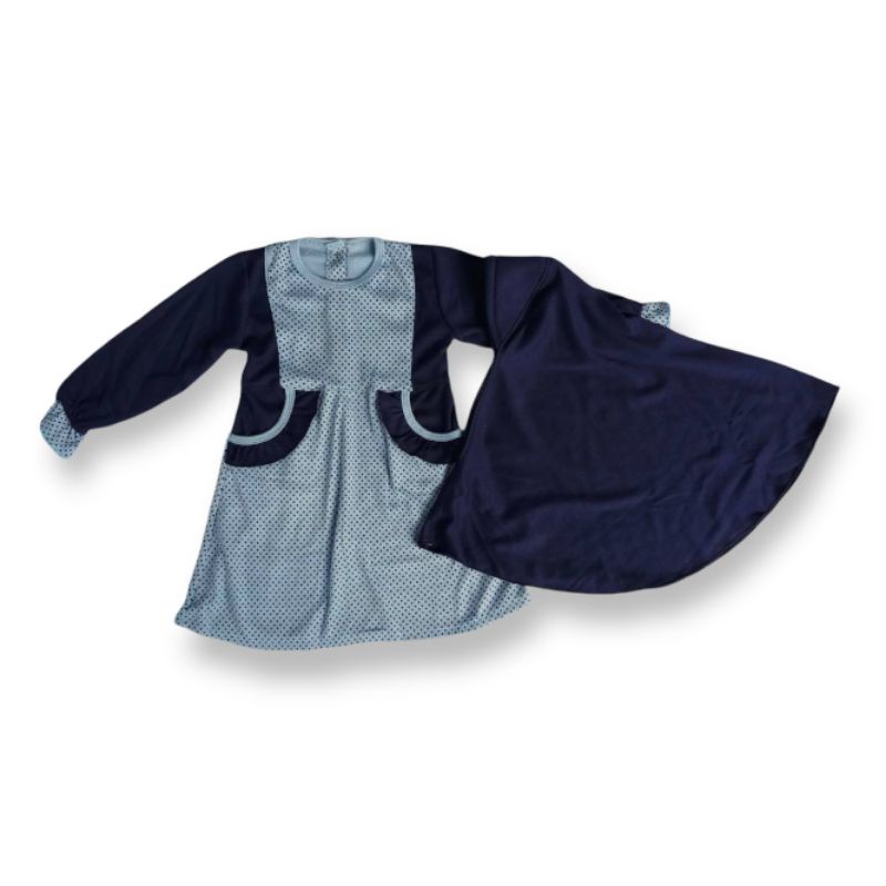 GAMIS ANAK SET HIJAB /GAMIS MUSLIM ANAK NIA ROMPI POLKA