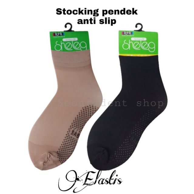 Kaos kaki stocking pendek polos, motif dan anti slip 12 pasang