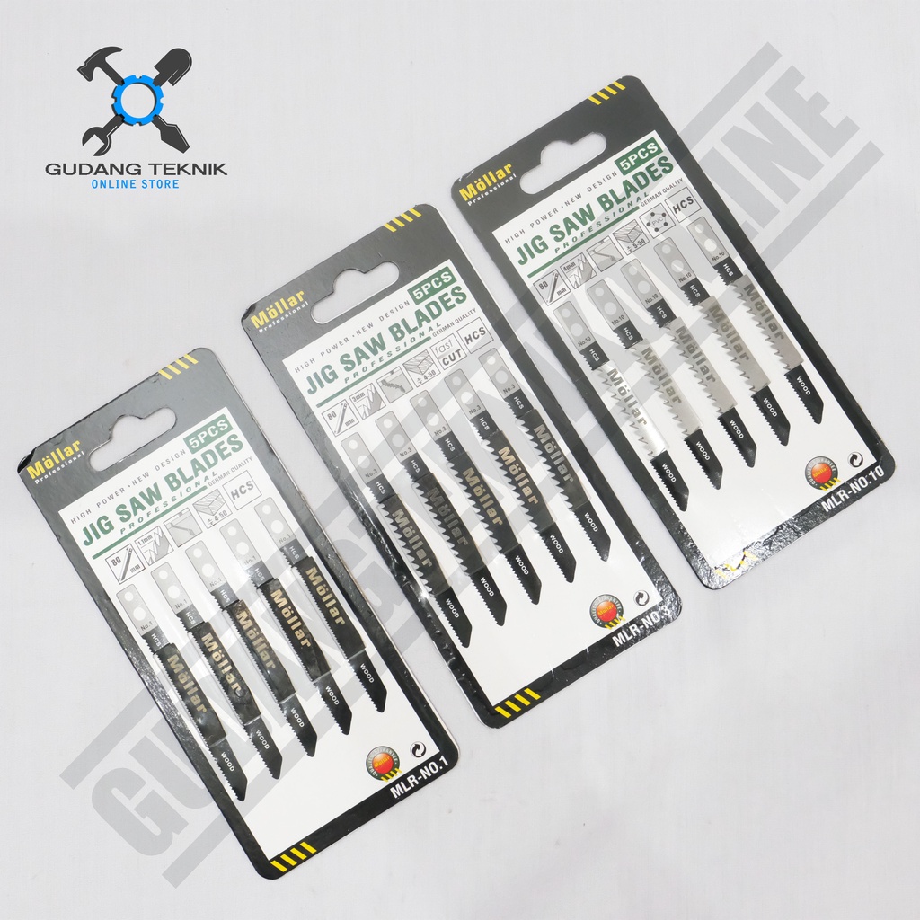 (1SET ISI 5PCS) Mata Jigsaw Set 5Pcs MOLLAR No 1 3 10  / Mata Gergaji Kayu Jigsaw Blade MOLLAR No.1 No.3 No.10 5pcs