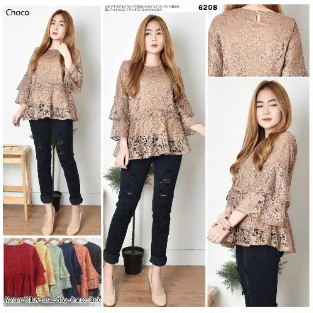 Atasan Peplum Lengan Terompet Baju Kondangan Ready Stok Shopee Indonesia