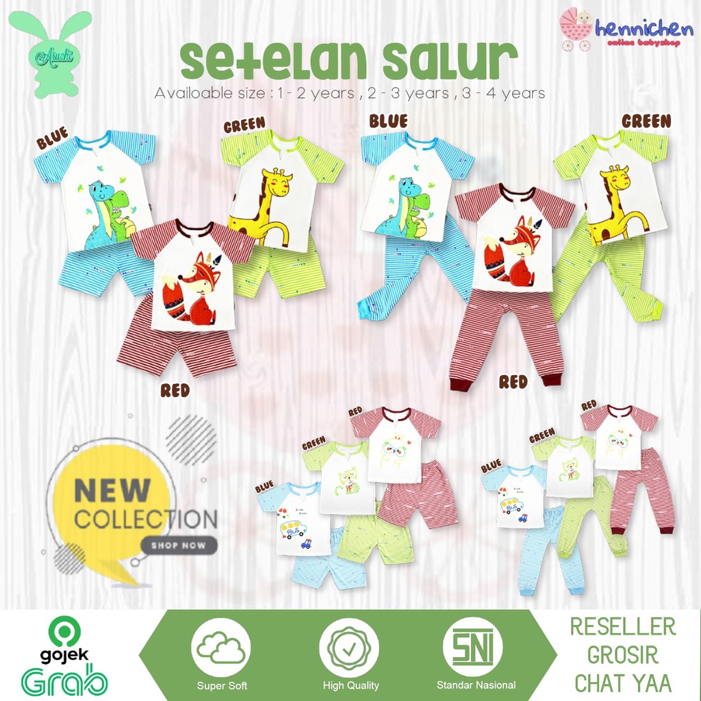 ARUCHI SETELAN SALUR SABLON BAJU PENDEK CELANA PENDEK / BAJU PANJANG CELANA PANJANG 1-3 TAHUN