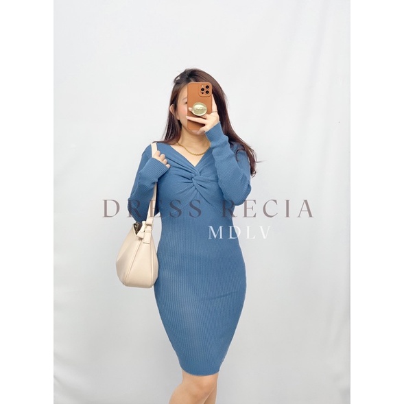 MDLV ~ Dress Recia Rajut Dress Bodycon Rajut Dress Mini Fashion Wanita