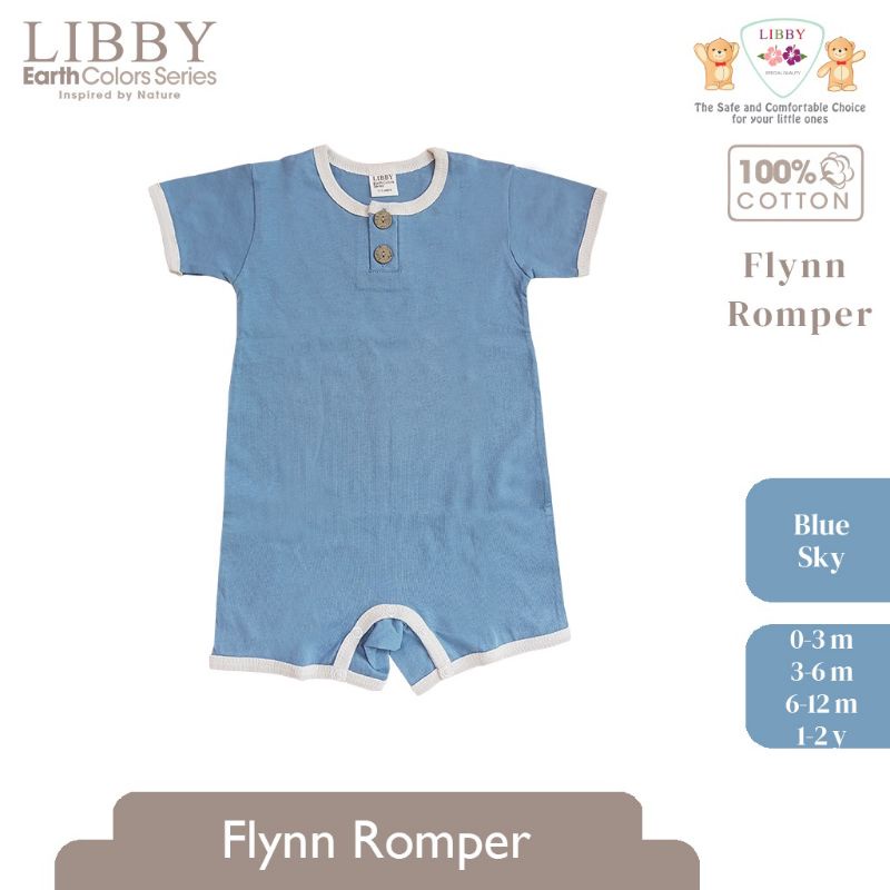 Libby 0-2 Tahun Romper Earth Series Flynn Romper Anak Bayi Premium Quality-FLYNN Blue Sky