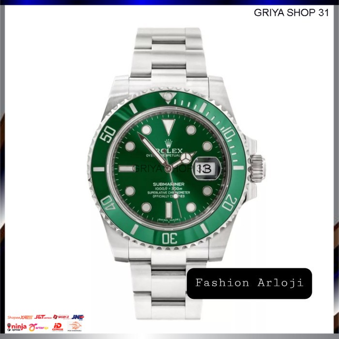 Jam tangan pria rolex submariner green hulk 116610LV ceramic 904L