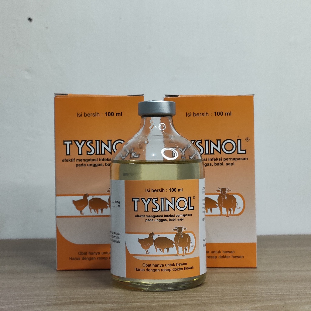 TYSINOL 100ml Medion Antibiotik Pernapasan Penyakit Hewan Ternak Sapi Kambing Domba Babi Unggas Ayam Bebek Kerbau Kelinci