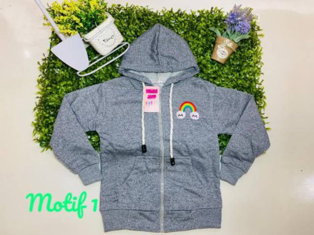 Jaket Hoodie Aplikasi Bordir anak perempuan usia 1-7tahun