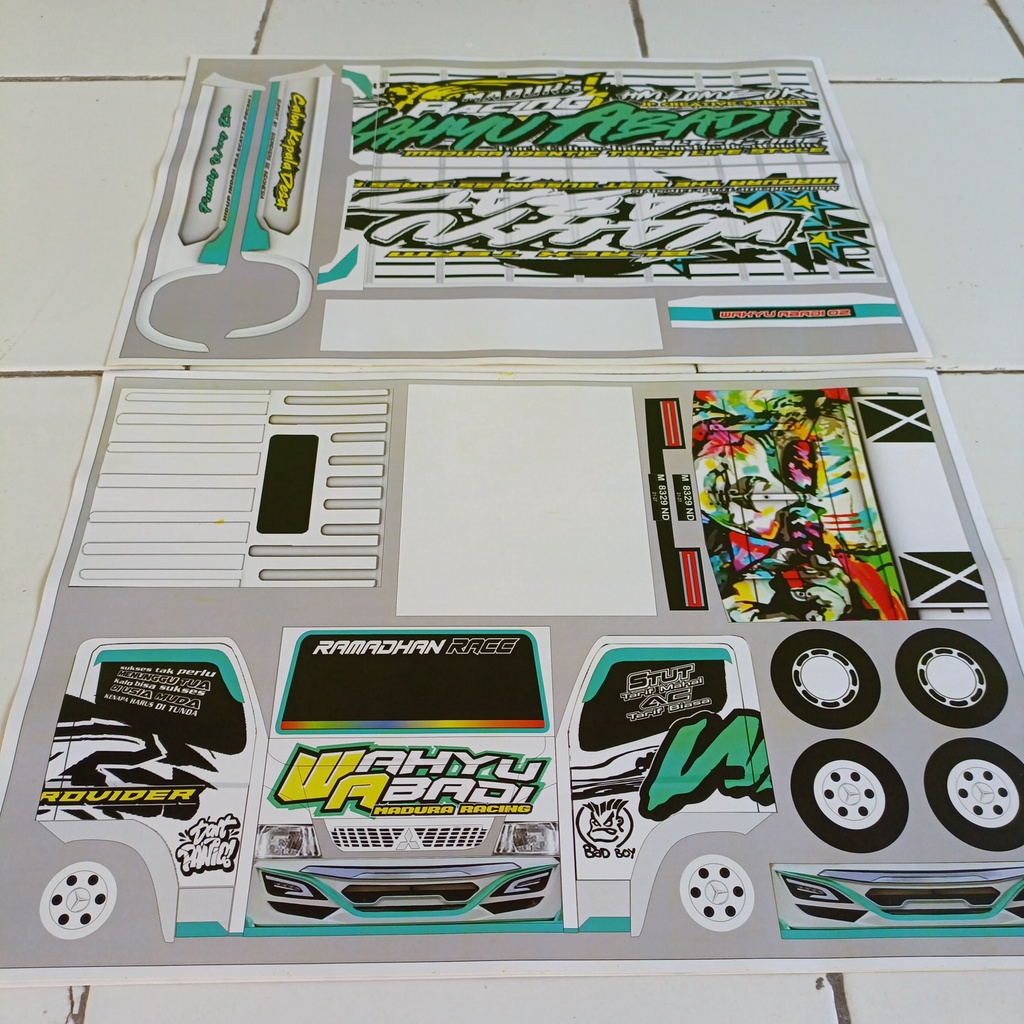 Pola stiker truk oleng Wahyu abadi 02 ukuran besar 2 lembar Bayar di tempat