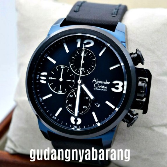 JAM TANGAN PRIA - COWOK - LAKI ALEXANDRE CHRISTIE AC 6280 BLUE BIRU BLACK HITAM ORIGINAL KEREN