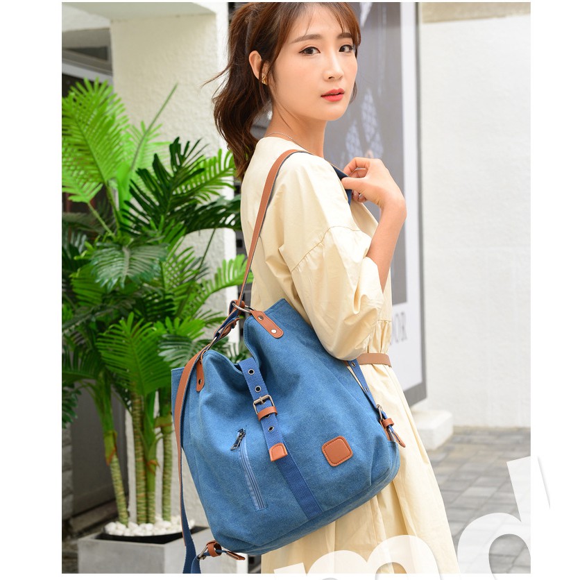 TB-32 high quality tas bahu wanita canvas tebal import korea jepang travel bag