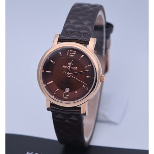 Jam Tangan Wanita Hegner 413 Rose Gold Brown Dial Original