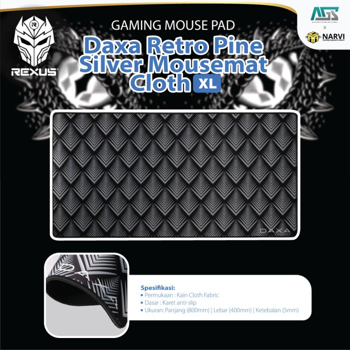 Hadir Rexus Daxa Retro Pine Silver Mousemat Cloth Xl - Gaming Mousepad Diskon