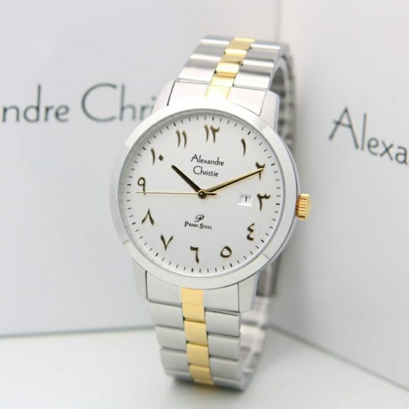 TERMURAH Jam Pria Alexandre Christie AC 1024 AC1024 1024MD Angka Arab Arabic Silver Gold Combine Ori