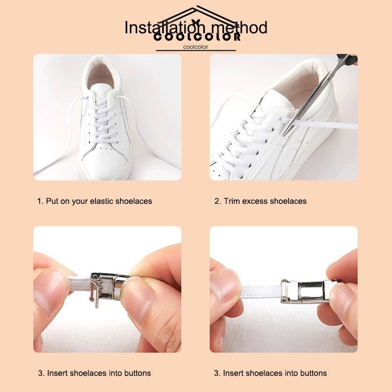 COD✨ Sepasang Tali Magnet + Sepasang Gesper Cocok Untuk Semua SepatuSuction No-dasi Sepatu Putih Kecil Tali Sepatu Tali Sepatu Tetap Tali Elastis Logam Pria Wanita Impor Fashion Korea Murah