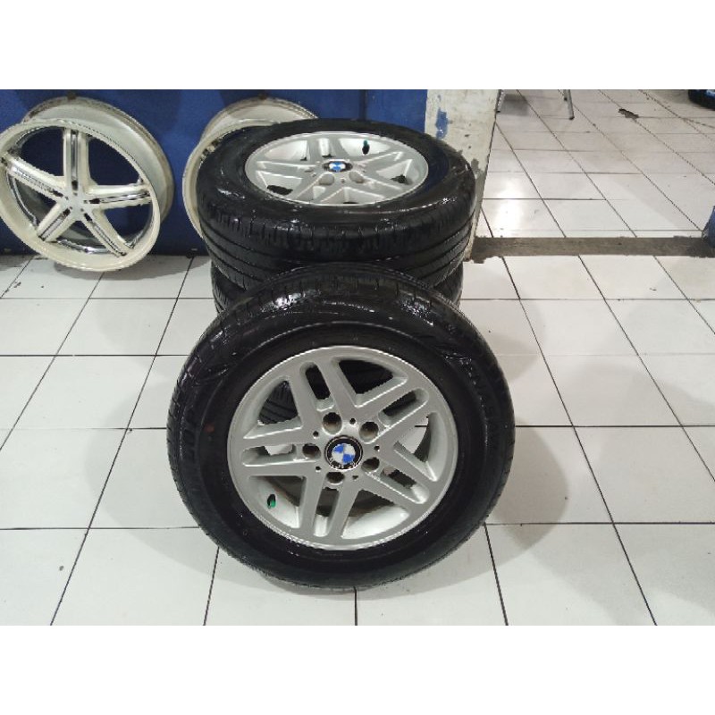 velg mobil bekas bmw ring 15x6 pcd 5x120 seken murah berkualitas plus ban 205 65 seken