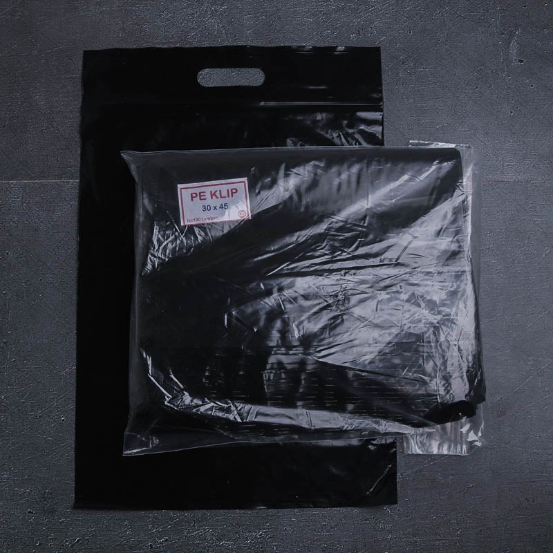 Plastik klip Ziplock kaos ukuran 30x45 - Hitam
