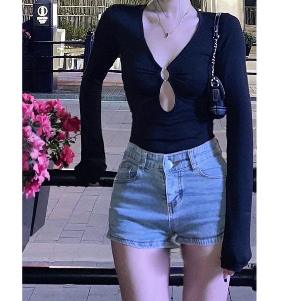 #Sisjuly# Sexy Cutout T-Shirt Chic Wanita Kurus