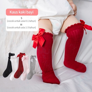 IMPORT!! BULUARY KAOS KAKI BAYI PANJANG DAN PITA KAOS KAKI ANAK ANAK PEREMPUAN ANTI SLIP KAOS KAKI BAYI PEREMPUAN / KAOS KAKI PITA ANAK BAYI CANTIK