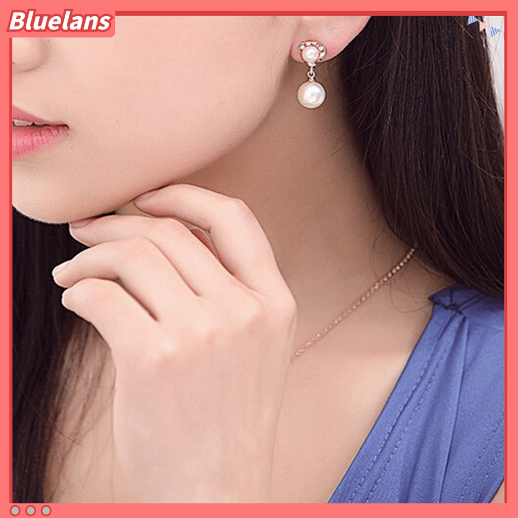 Bluelans Ear Rings Dangle Exquisite Eye-catching 2 Colors Imitation Pearl Tassel Earrings Dangle