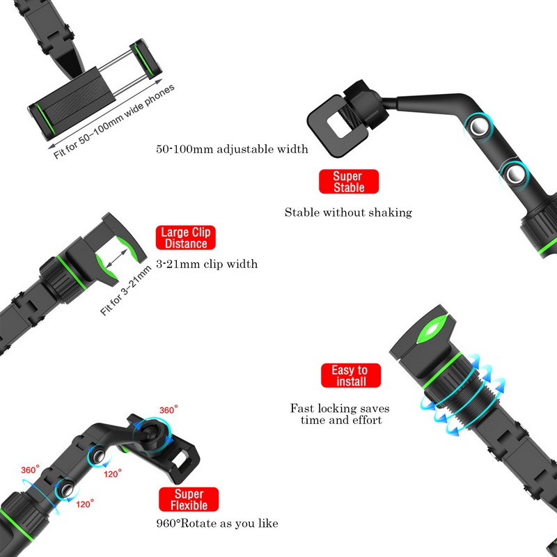 Bracket Handphone multi Fungsi Mobil Bisa Diputar 360derajat Spion Penyimpanan Rak Spion Handphone bracket mounting Klip bracket universal