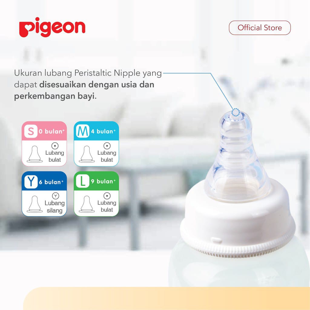 Pigeon Peristaltic Nipple for Slim Neck Bottle isi 2 pcs / 3pcs / M / L