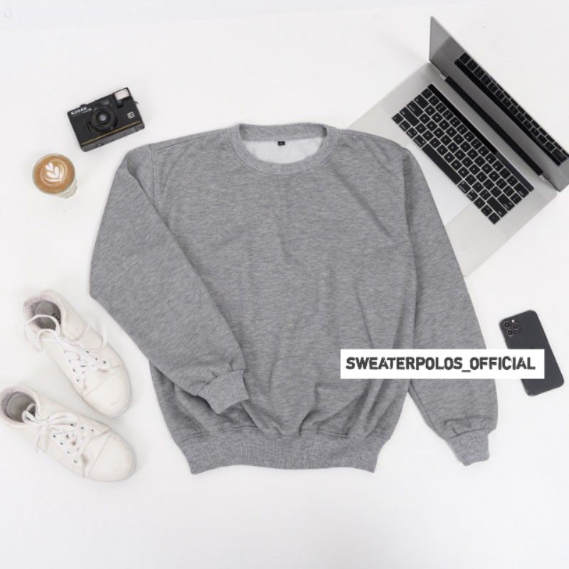 { PREMIUM QUALITY } Basic Sweater Polos Crewneck Pria Wanita / Sweater Crewneck Pria /  Outwear / Sweatshirt / COD / Fleece-CN ABU MISTY