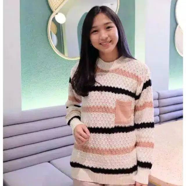 COD POPPY KNIT SWEATER | POPCORN POCKET STRIPE SWEATER | SWEATER SAKU SELEBGRAM