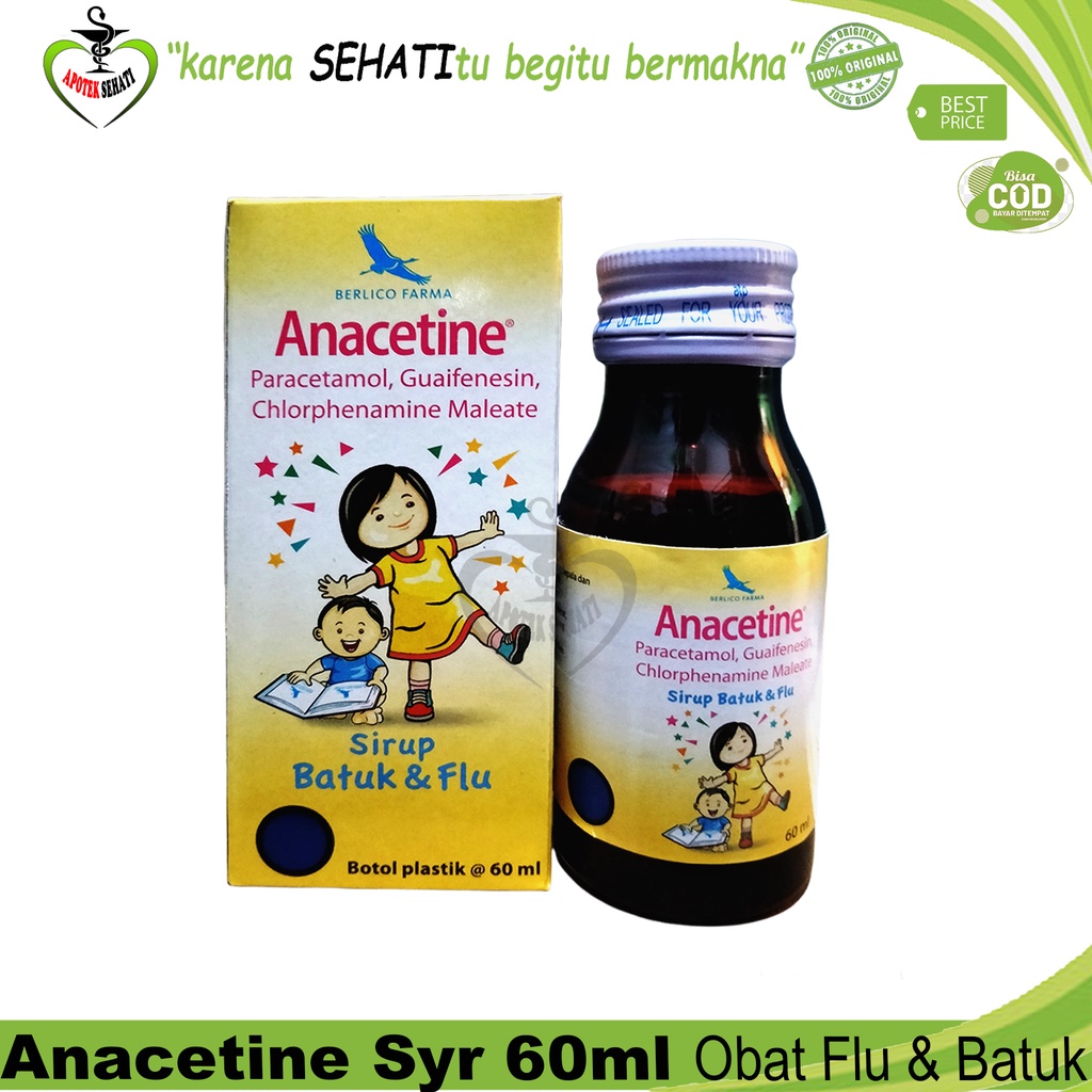 Ready Stok Anacetin 60ml Sirup Obat Pilek Flu Anak