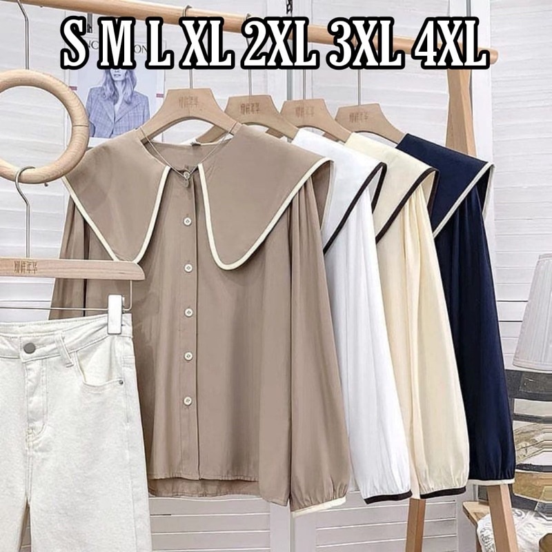 Balencia Blouse - Ukuran S M L XL XXL XXXL XXXXL 2XL 3XL 4XL 2L 3L 4L 5L Kemeja Kerja Big Size - Kemeja Jumbo - Baju Korea