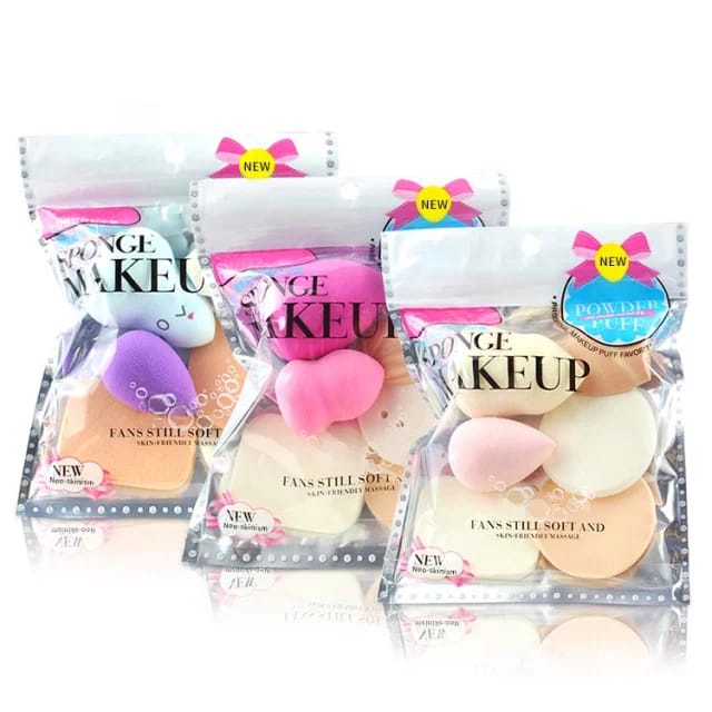 Beauty Blender Sponge Bedak Isi 6 Pcs Powder Puff Foundation Makeup Puff Wajah Kemasan Plastik