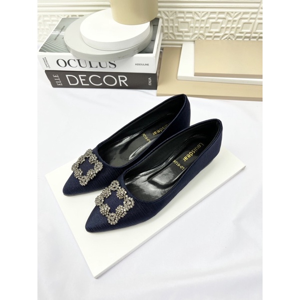 sepatu flat shoes wanita terbaru kekinian pesta LOUISDEAR sepatu flat heel  2 cm bahan satin B35