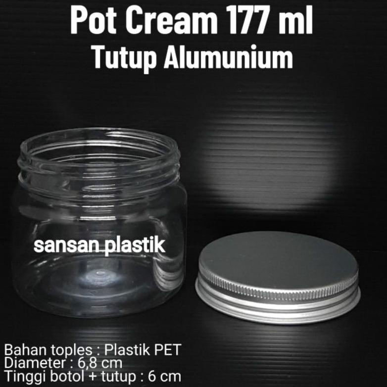 (10 Pcs) Pot Cream 177Ml / Pot Jar 177Ml / Toples Plastik Tutup Alumunium 177Ml