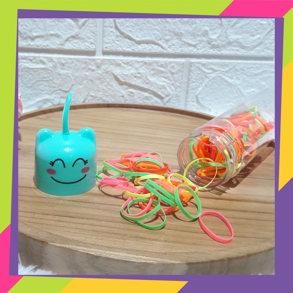 1411 / Karet Jepang ikat rambut  / Kemasan botol karakter lucu