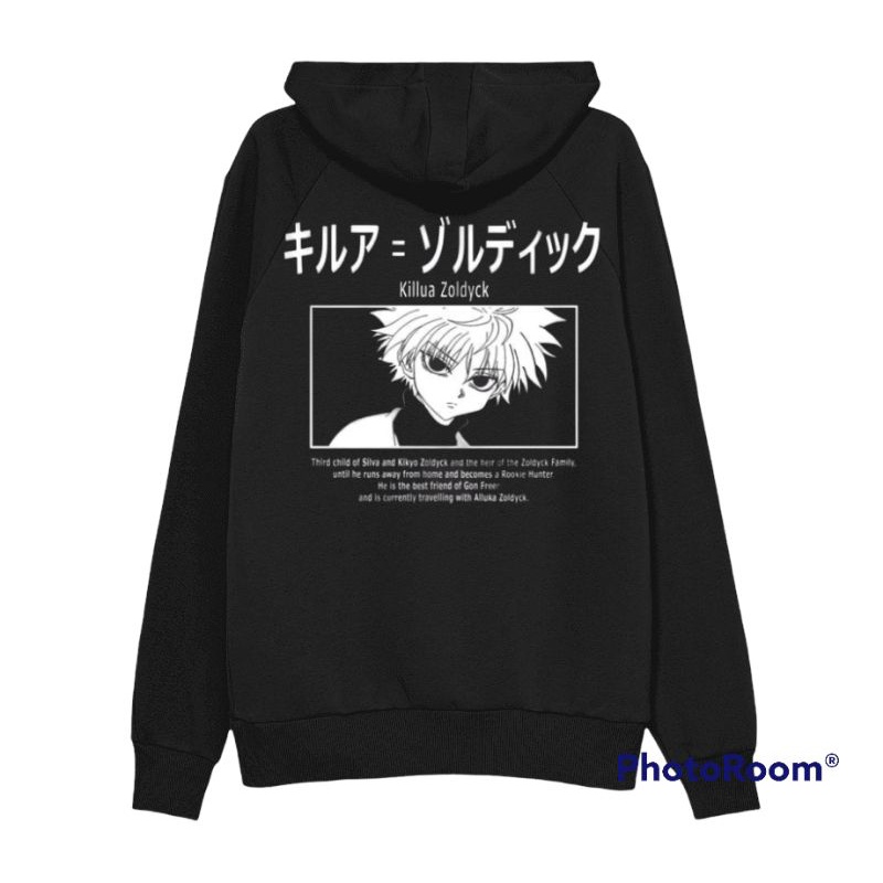 sweater anime TOKYO KILLUA zoldyck UNISEX hitam