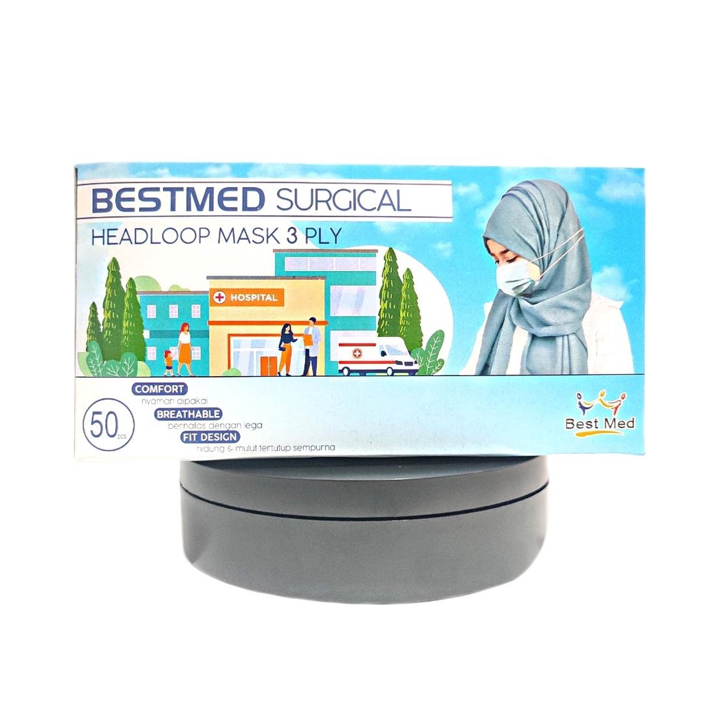 Masker Headloop BEST MED Motif Jangkar - Box Isi 50