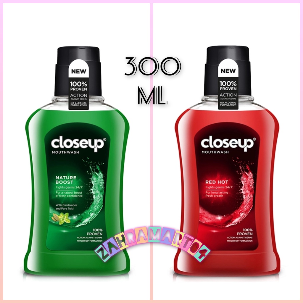 Close Up Mouthwash Antibakterial Red Hot, Nature boost 300ml