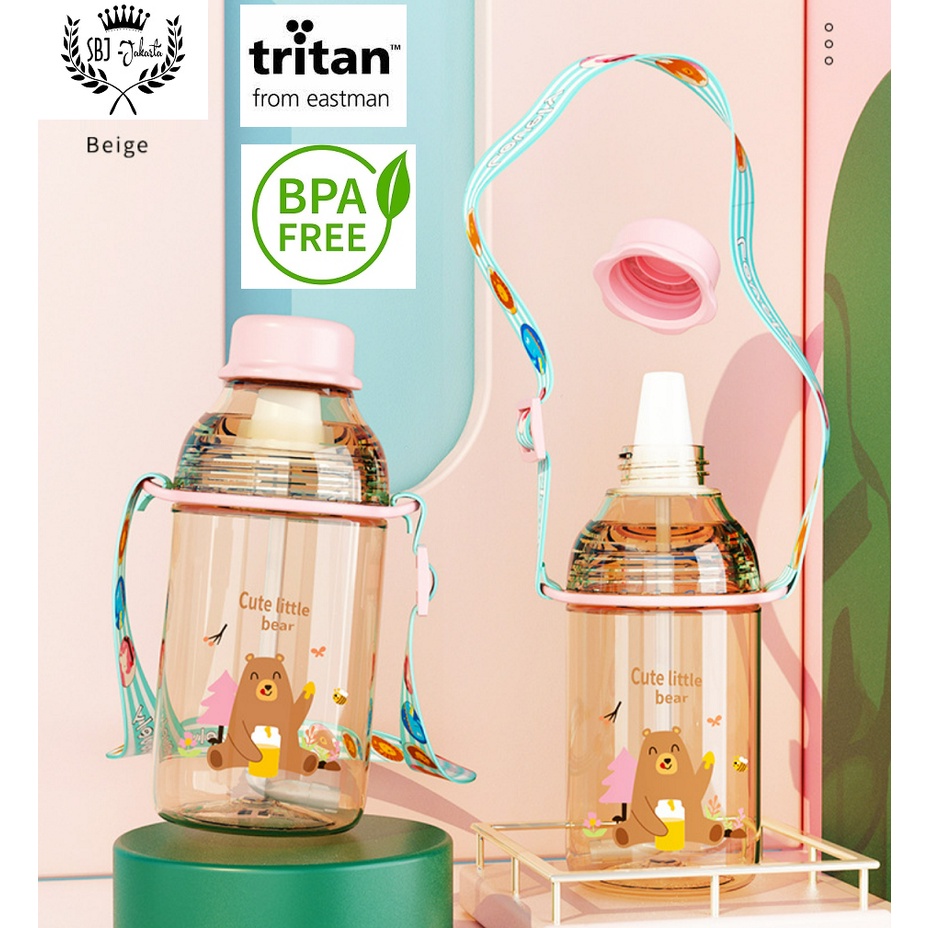 BOTOL MINUM ANAK TRITAN 100% BPA FREE CUTE LITTLE 400ML TALI &amp; SEDOTAN