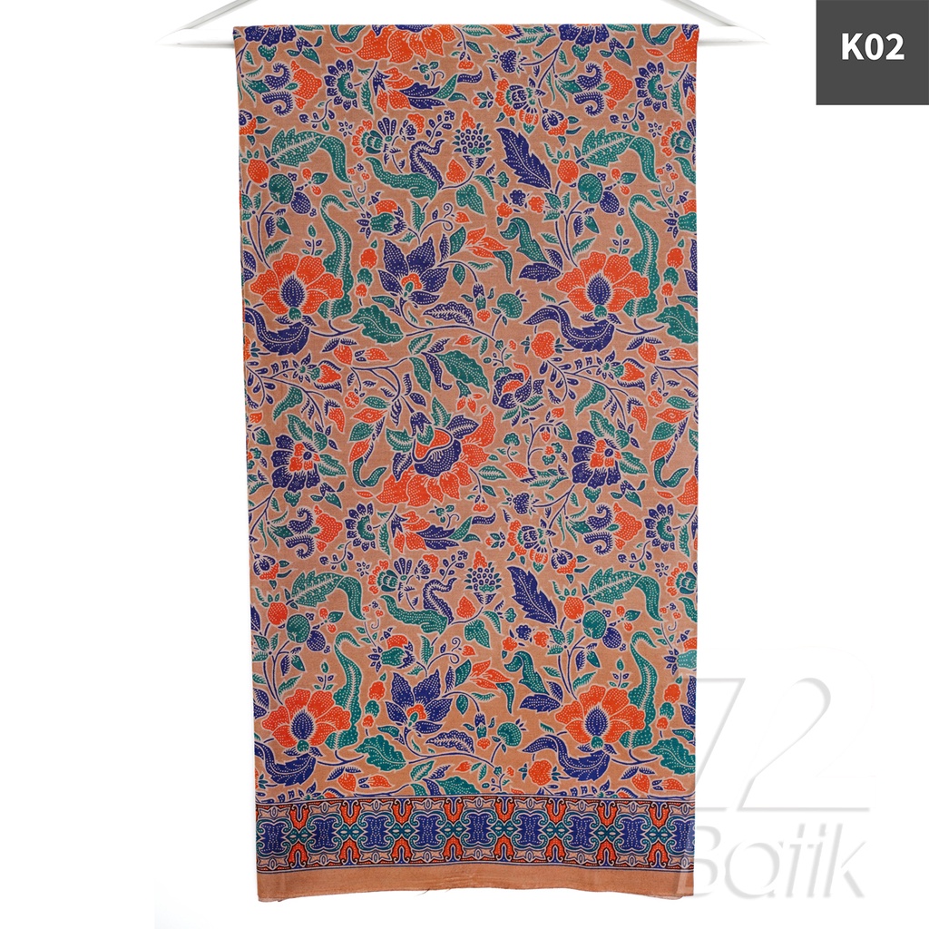 KAIN BATIK PREMIUM Bahan Katun Motif Kembang Alas Warna Hitam Orange Hijau Biru 721815 Cap 72 Jarik Jarit Samping Kebat Panjang Batik Katun Modern Premium Bahan Seragam Batik Pernikahan Kantor Keluarga Murah Kamen Jadi Batik Bali Lembaran