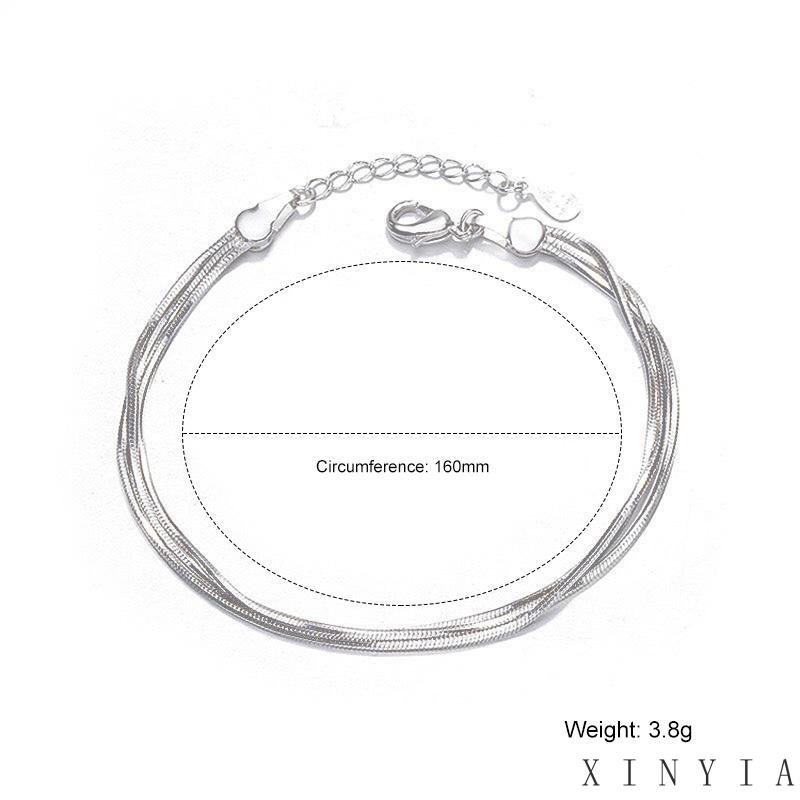 【COD】Gelang Rantai Tulang Ular Tiga Lapis Bahan 925 Sterling Silver Untuk Wanita